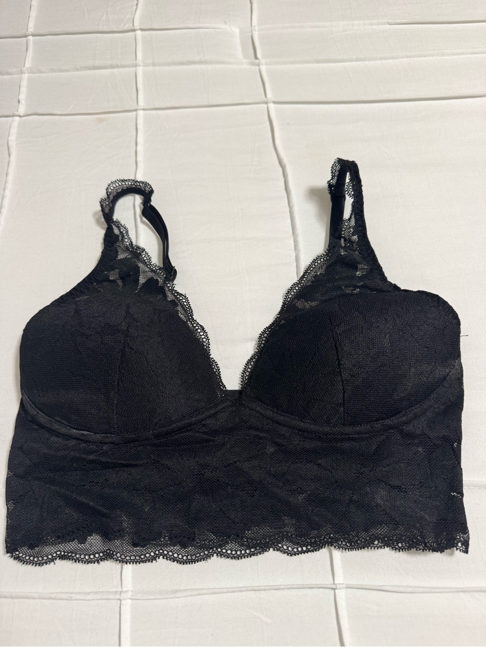 PINK Lace Crop Top/Longline Bralette - Black
